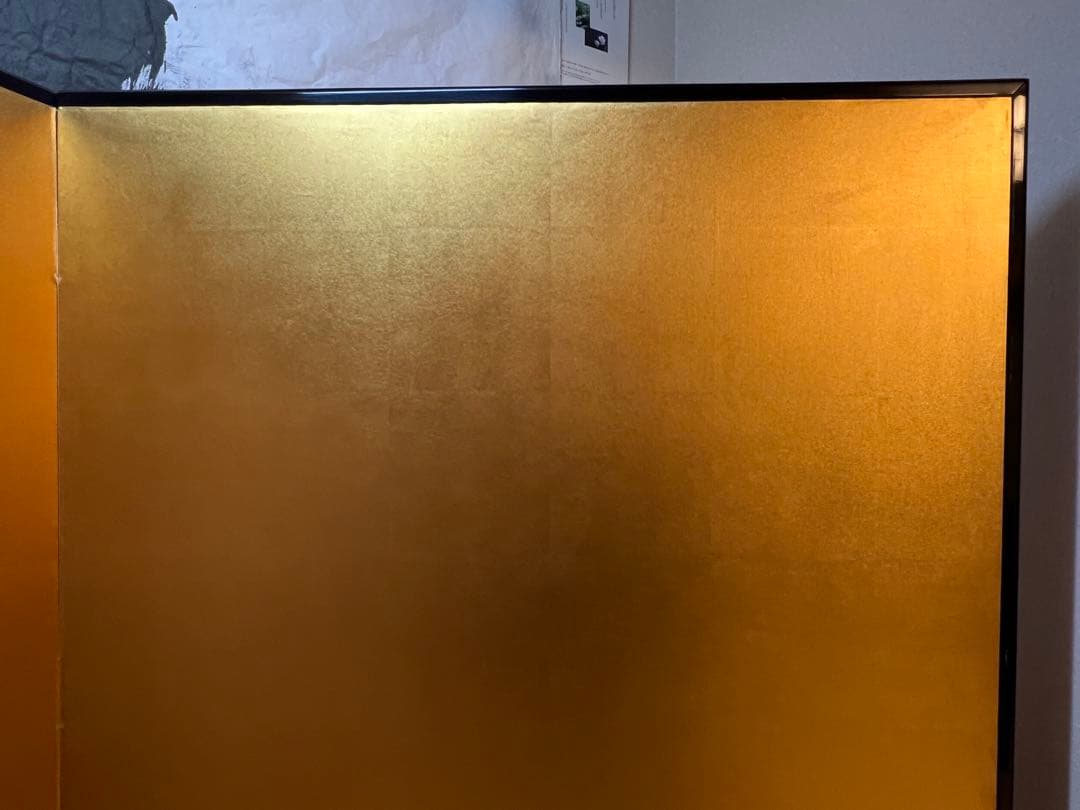 【骨董品】屏風 二曲一隻 金屏風　茶道具