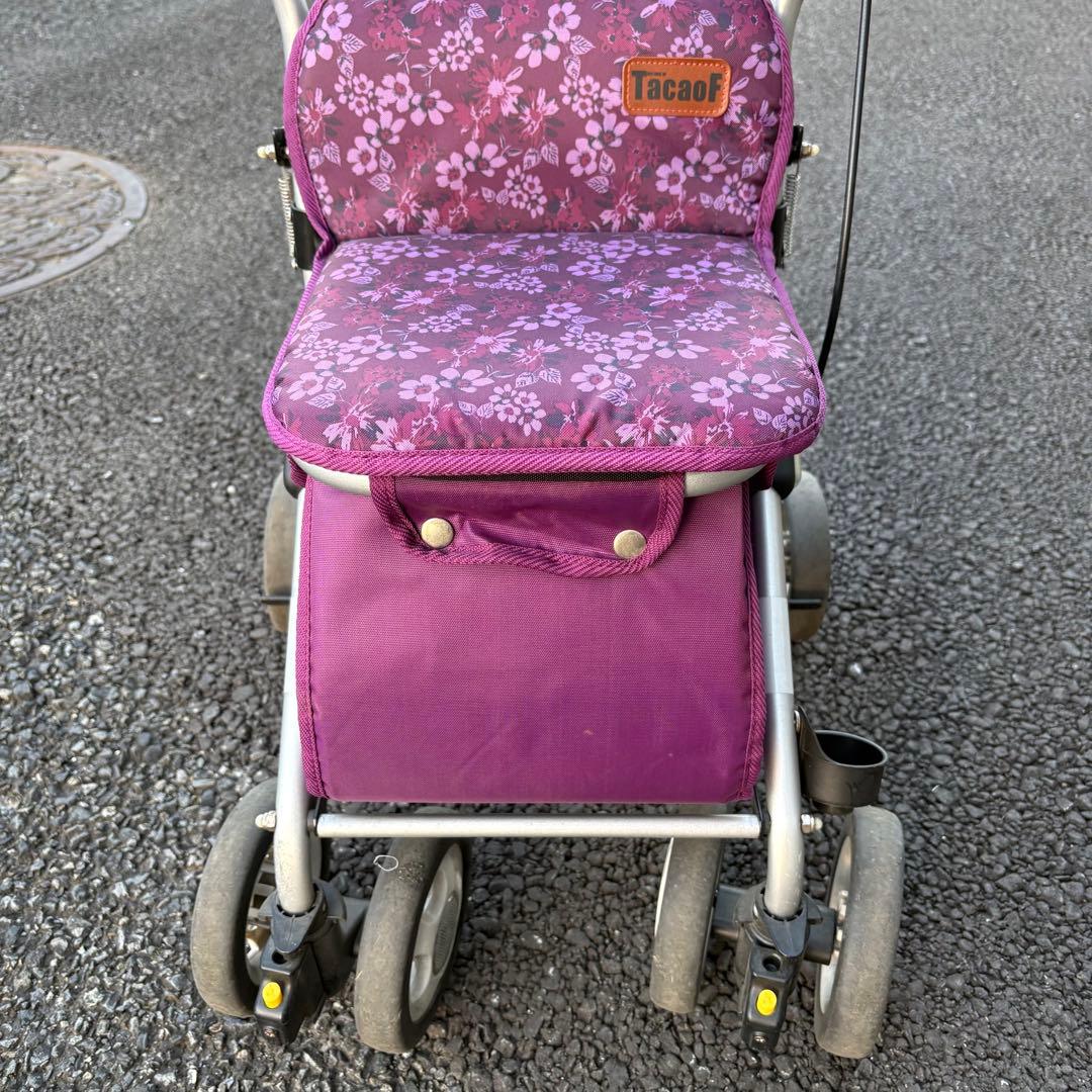 TacaoF シルバーカー 花柄 紫　座面　歩行補助 介護　幸和製作所