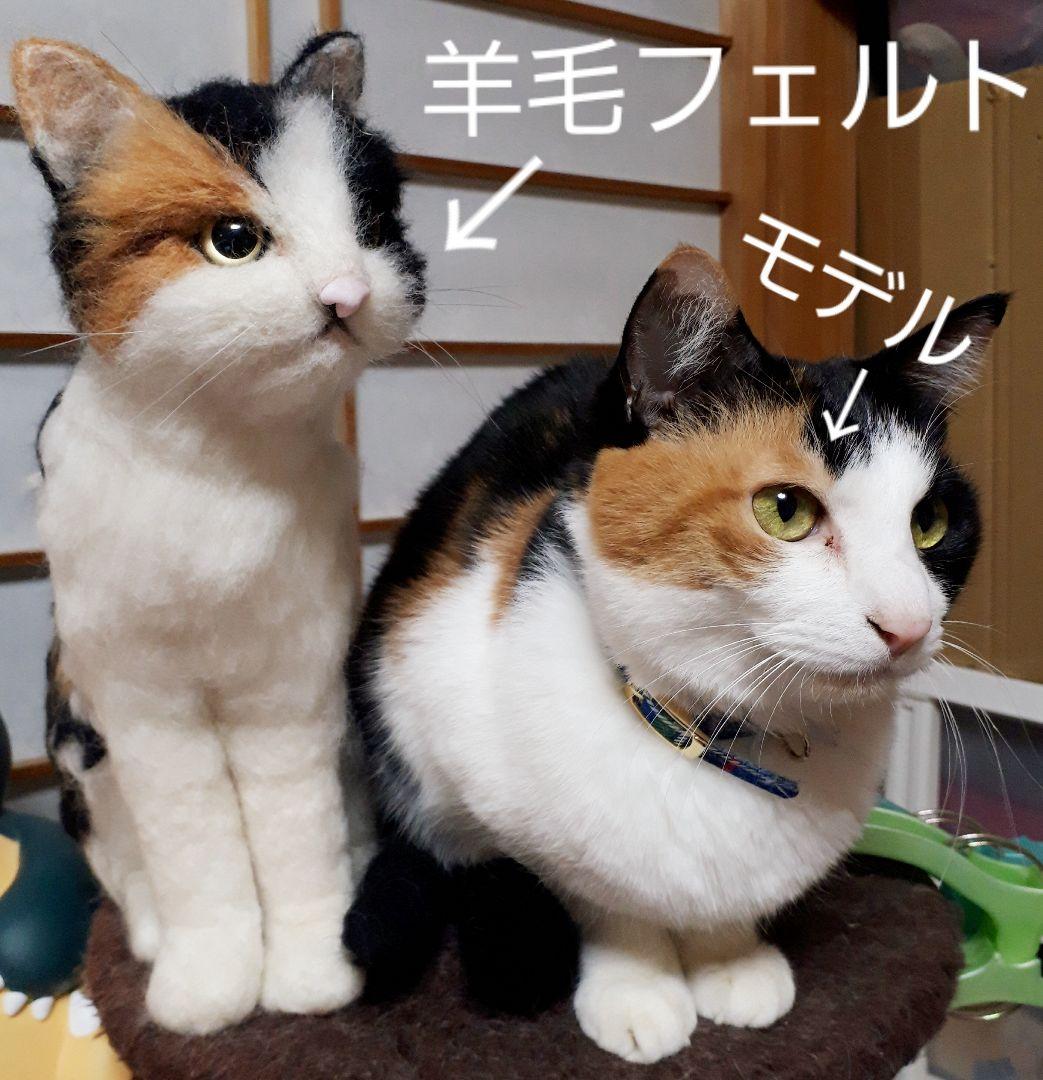 リアル羊毛フェルト 猫 【三毛猫】実物大 こねこサイズ - メルカリ