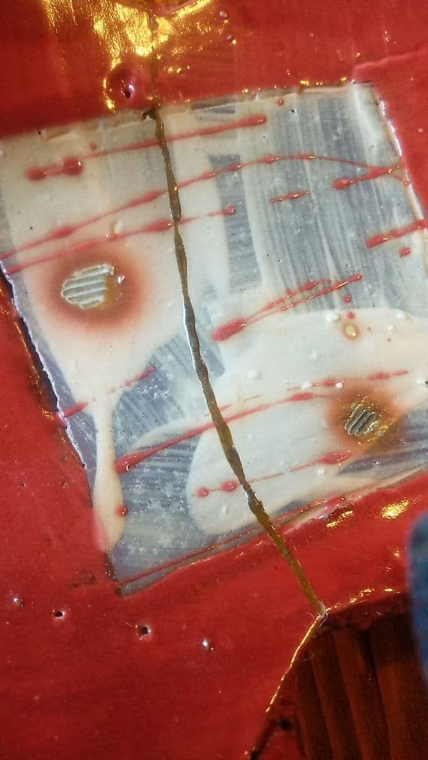 丹波焼き立杭焼丹文窯大西雅文作金継ぎ完品大皿