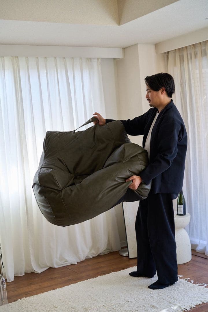 公式サイト売り切れ!!LOOSY 1人掛け ビーズソファ マットカーキ