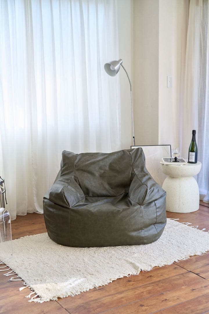 公式サイト売り切れ!!LOOSY 1人掛け ビーズソファ マットカーキ