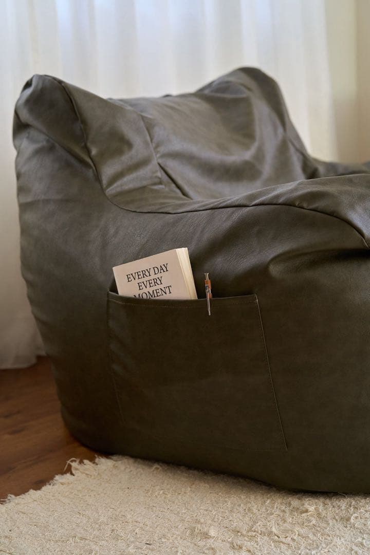 公式サイト売り切れ!!LOOSY 1人掛け ビーズソファ マットカーキ