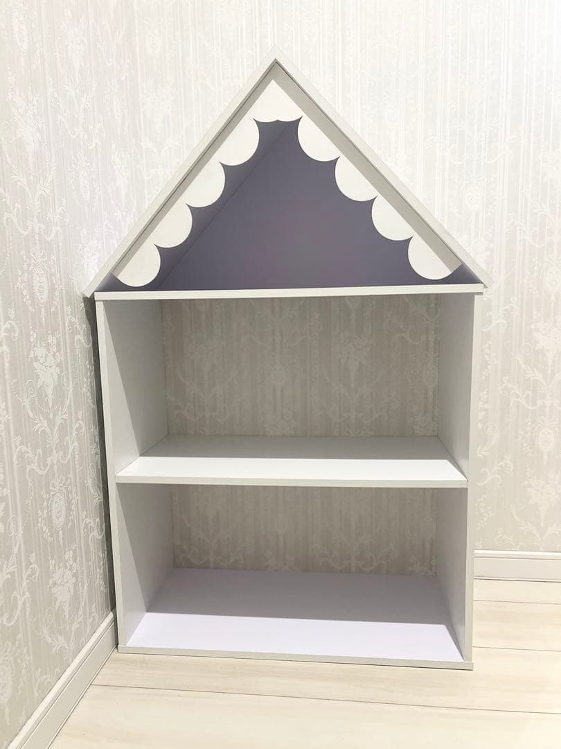 ハンドメイド　家型ホワイト2段シェルフ