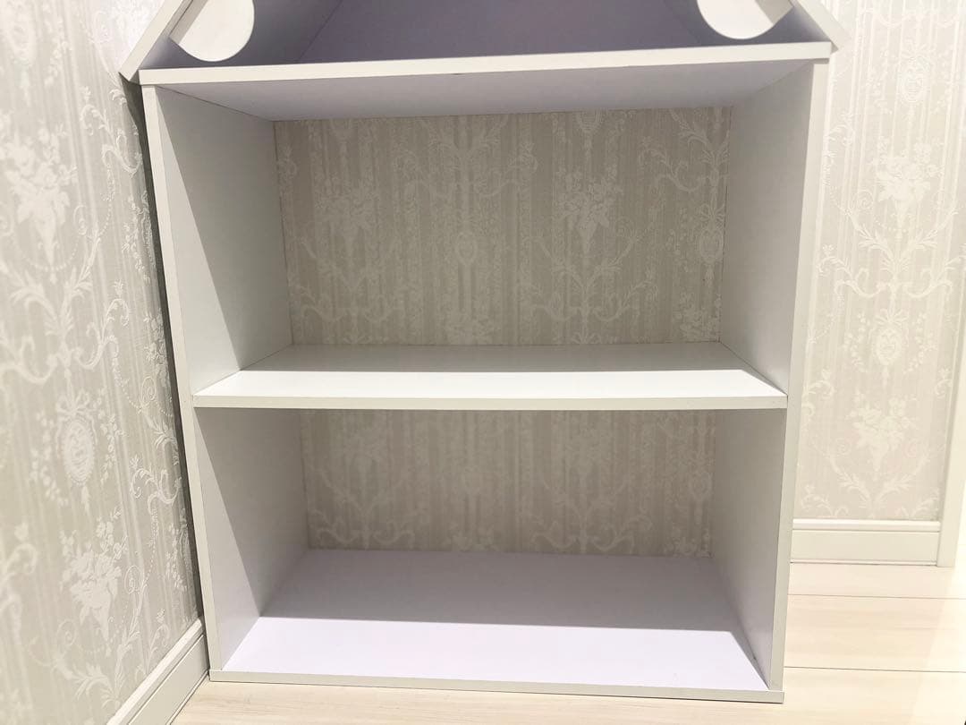 ハンドメイド　家型ホワイト2段シェルフ