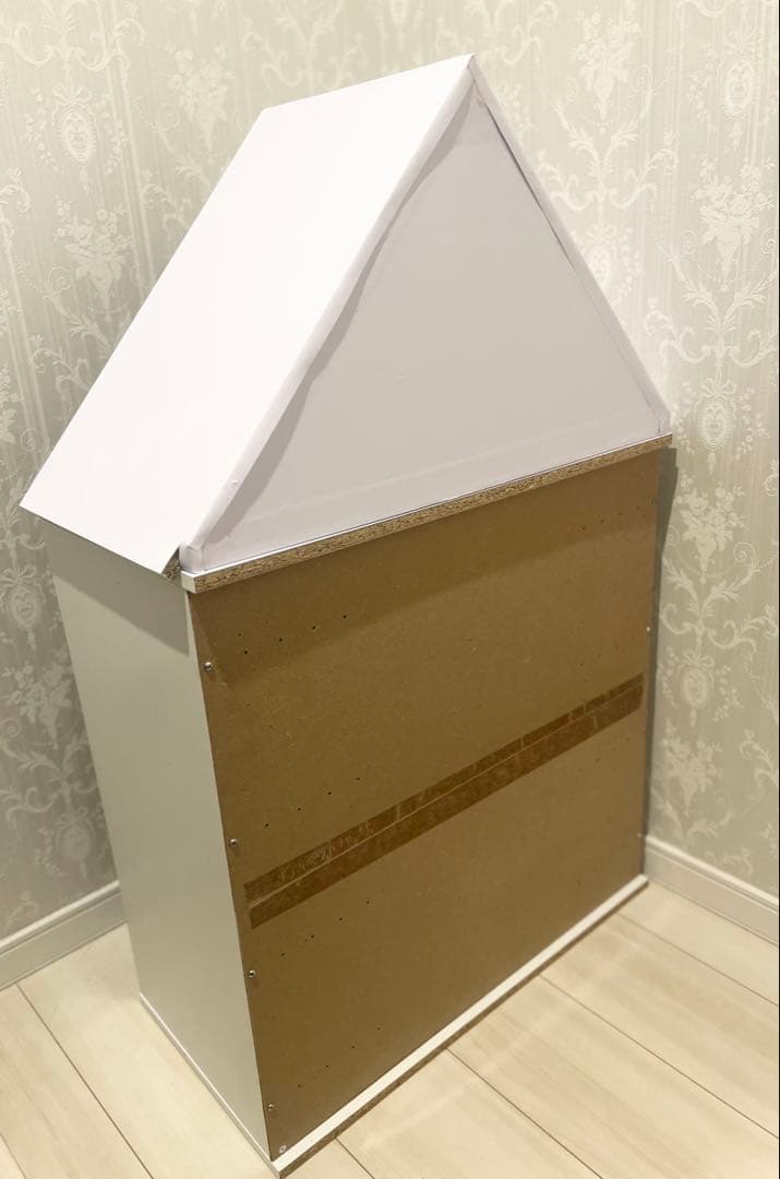 ハンドメイド　家型ホワイト2段シェルフ