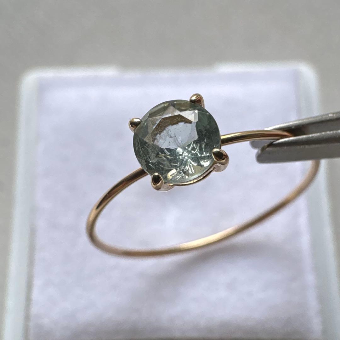 k10 YG グリーンベリル　15号　6mm ラウンド　リング　指輪