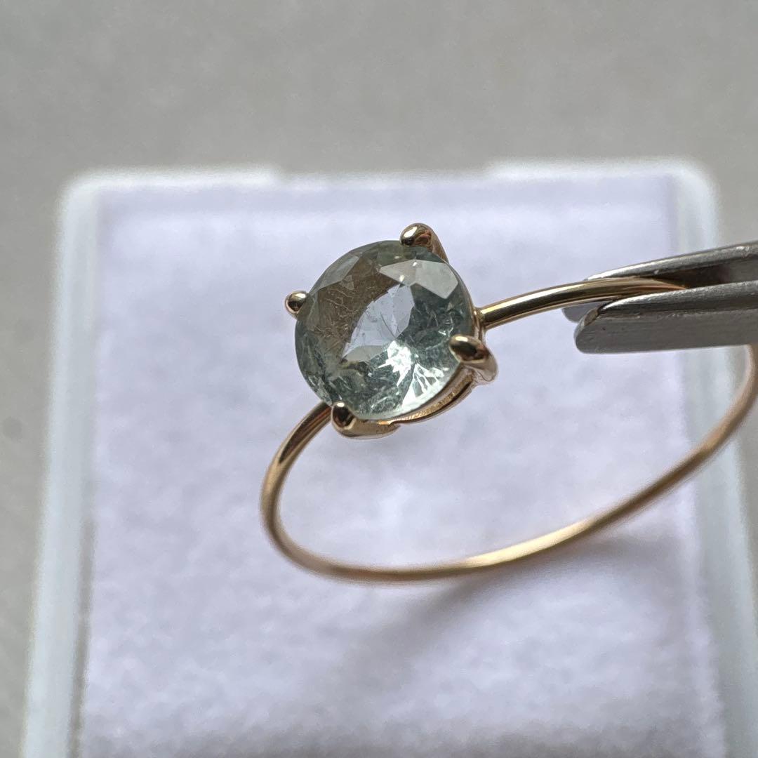 k10 YG グリーンベリル　15号　6mm ラウンド　リング　指輪