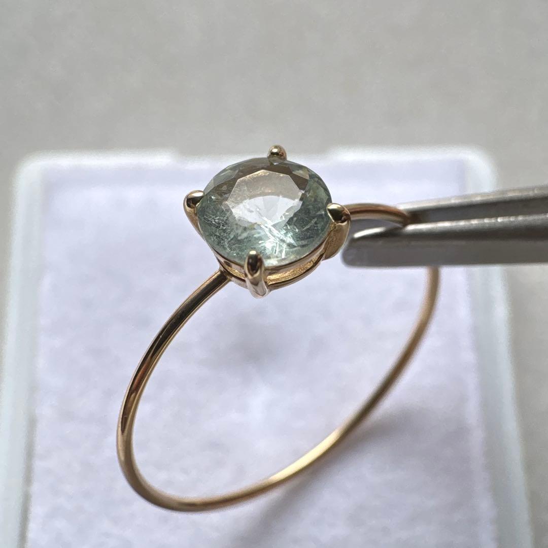 k10 YG グリーンベリル　15号　6mm ラウンド　リング　指輪