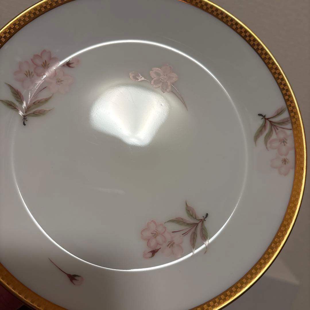 大倉陶園　歳時記シリーズ　桜　市松金彩金蝕　デザートプレート　17cm