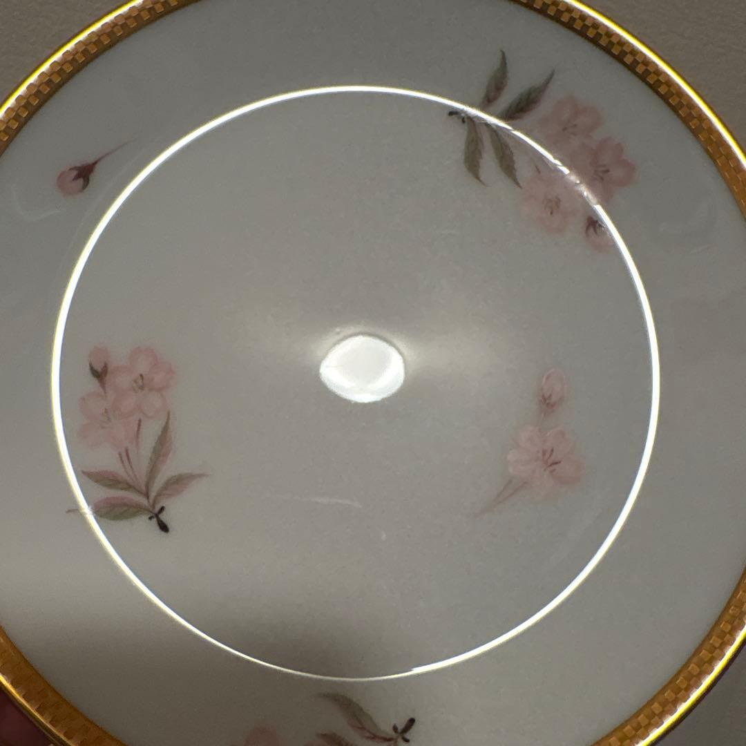 大倉陶園　歳時記シリーズ　桜　市松金彩金蝕　デザートプレート　17cm