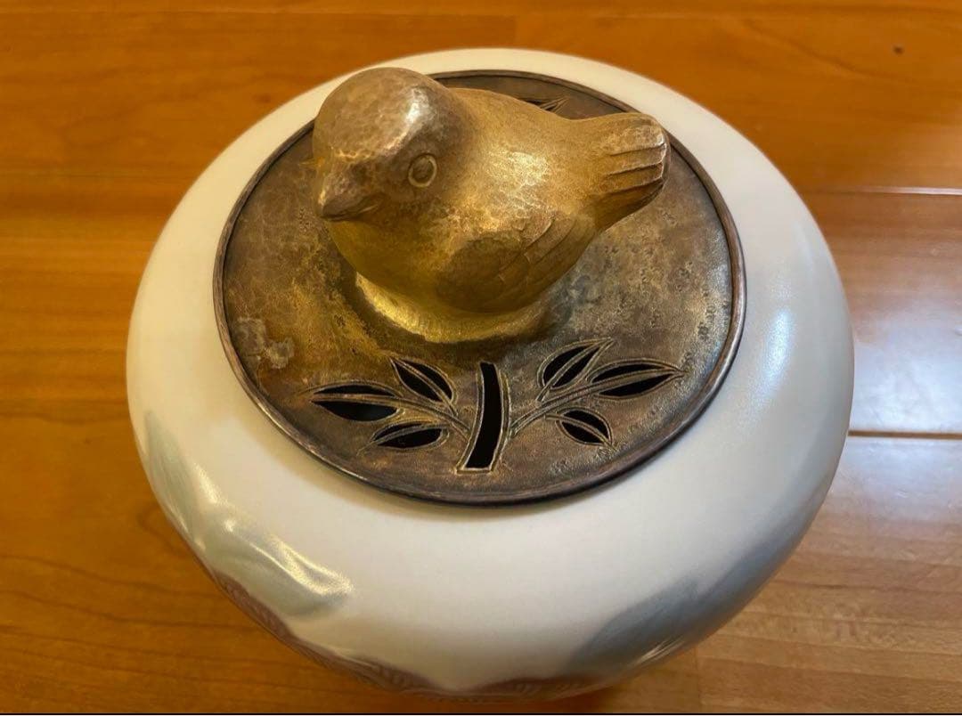 お値下げセール！島田文雄 鮮磁牡丹文 香炉 共箱