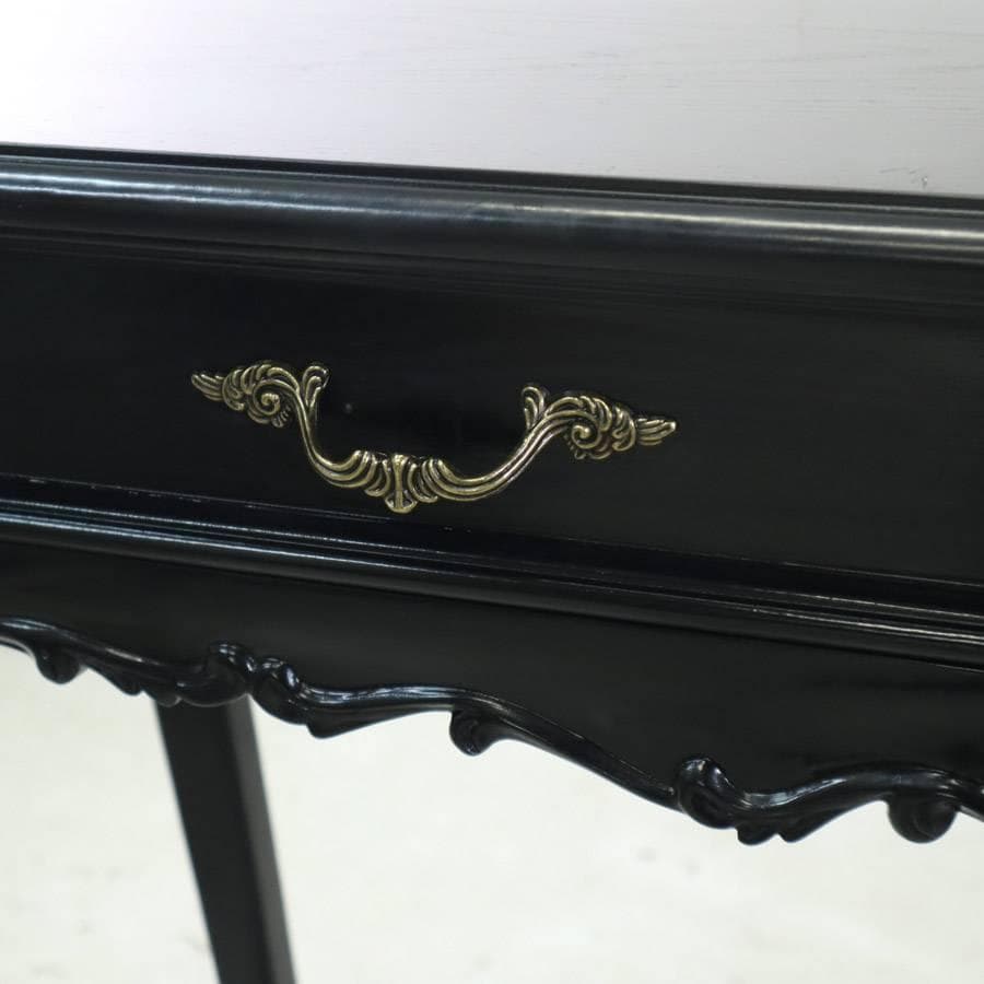 フレンチアンティーク調 猫脚 コンソールデスク サイドテーブル 黒 ロココ調