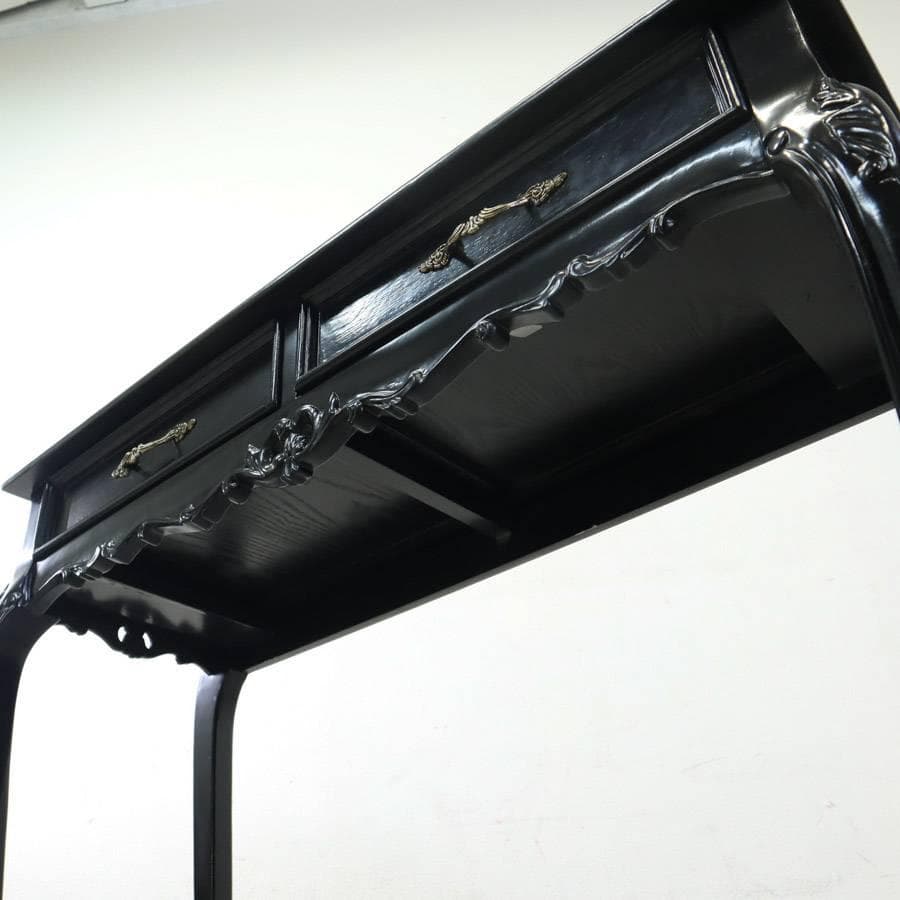 フレンチアンティーク調 猫脚 コンソールデスク サイドテーブル 黒 ロココ調