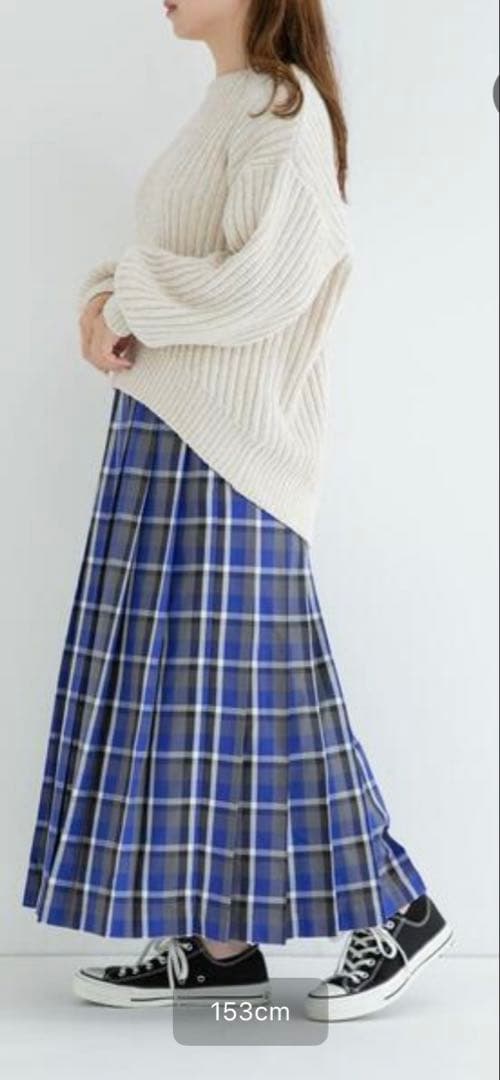 ほぼ新品SONNY LAB 青黒チェック ロングスカート - メルカリ