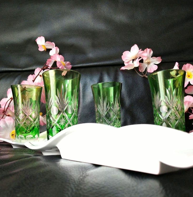 ♥オシャレな【豪華に８角切子グラス付】♥【２ステージ演出素敵な白長皿】ダブル4組