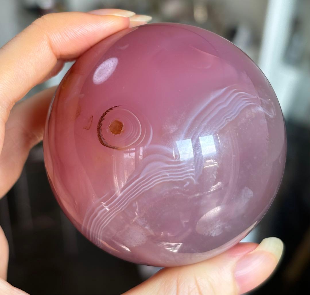 高品質　ピンク瑪瑙　ピンクアゲート　BIGスフィア　6.6センチ