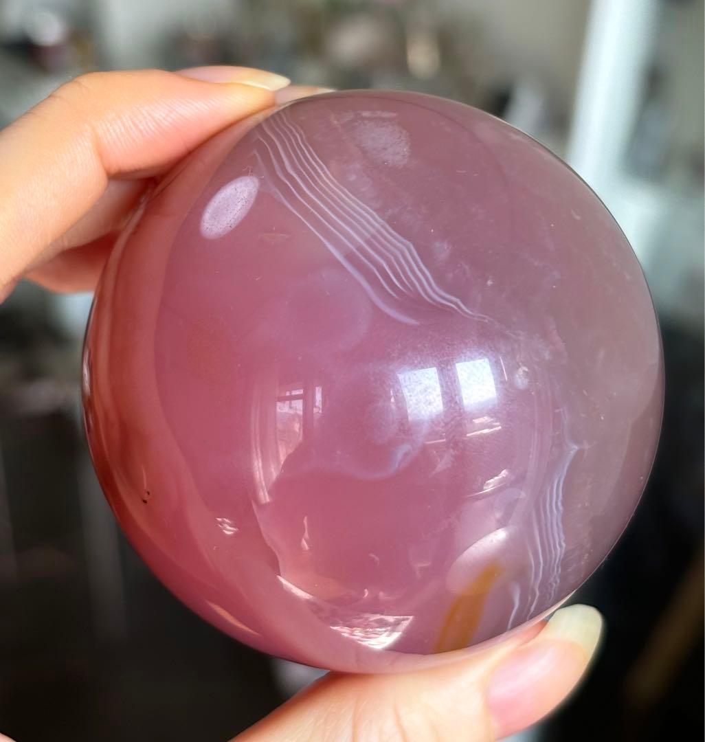 高品質　ピンク瑪瑙　ピンクアゲート　BIGスフィア　6.6センチ
