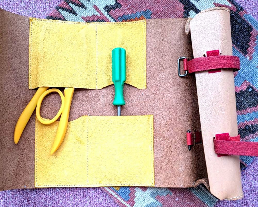 【美品】注文品 本革製ツールロール 道具入れ 巻き 【弓道使用】ハンドメイド