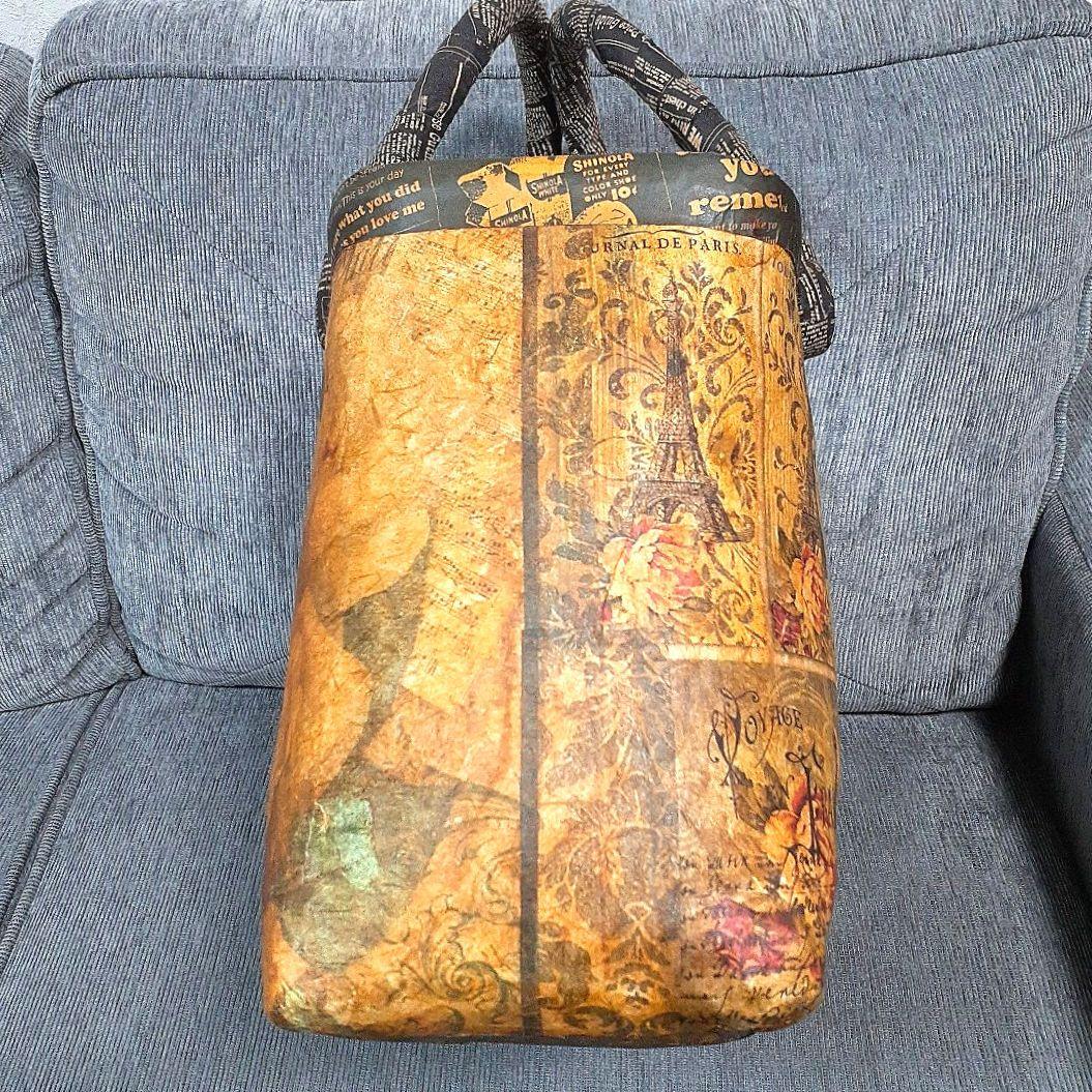 一閑張り 作家物 弘美 楽譜 薔薇 英字 大容量 バッグ