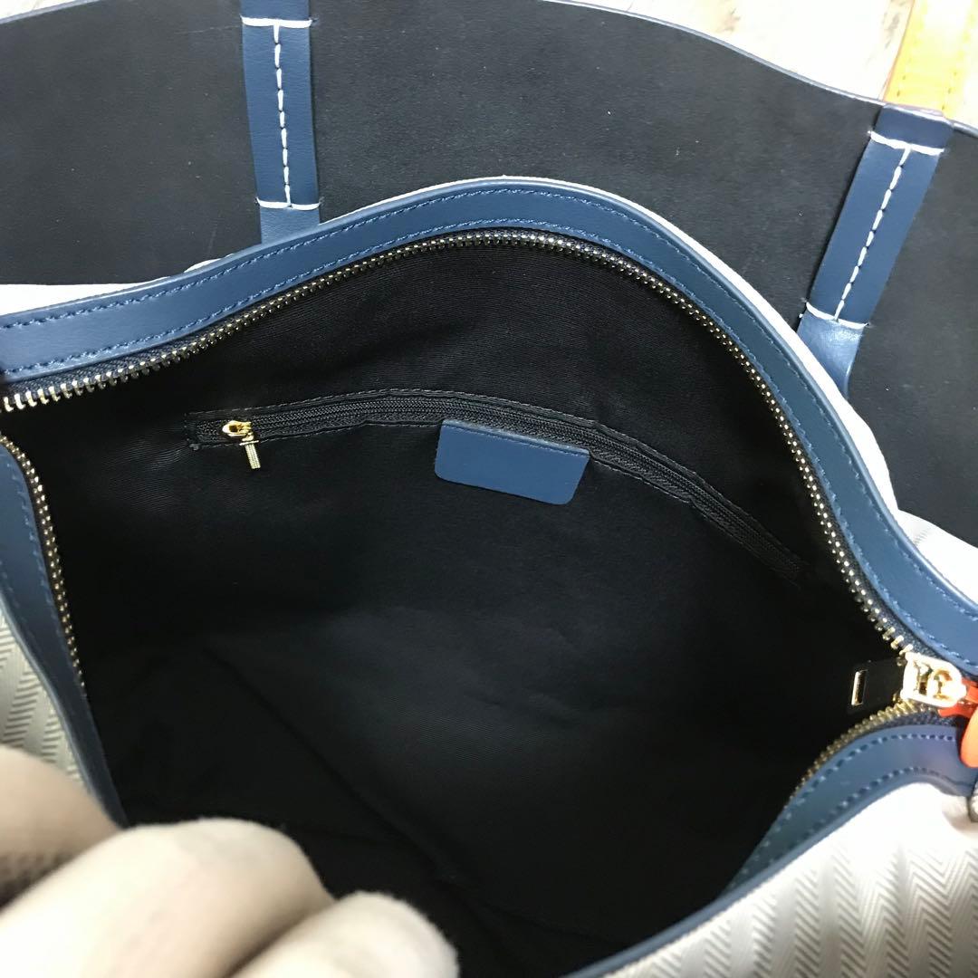 A4サイズ　ネイビー　イタリアンレザー　バッグ　レザー 本革牛革　トートバッグ