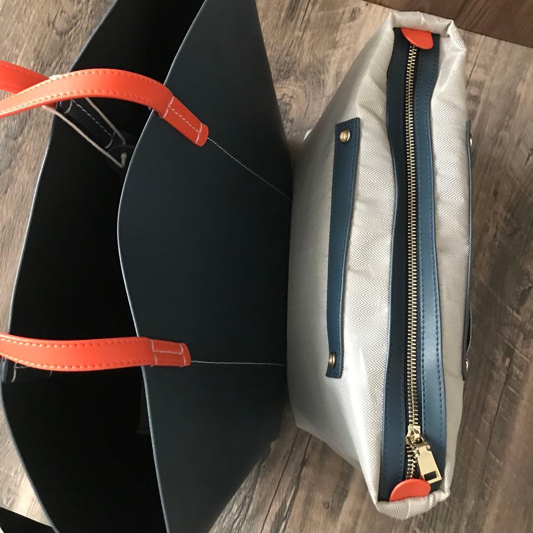 A4サイズ　ネイビー　イタリアンレザー　バッグ　レザー 本革牛革　トートバッグ