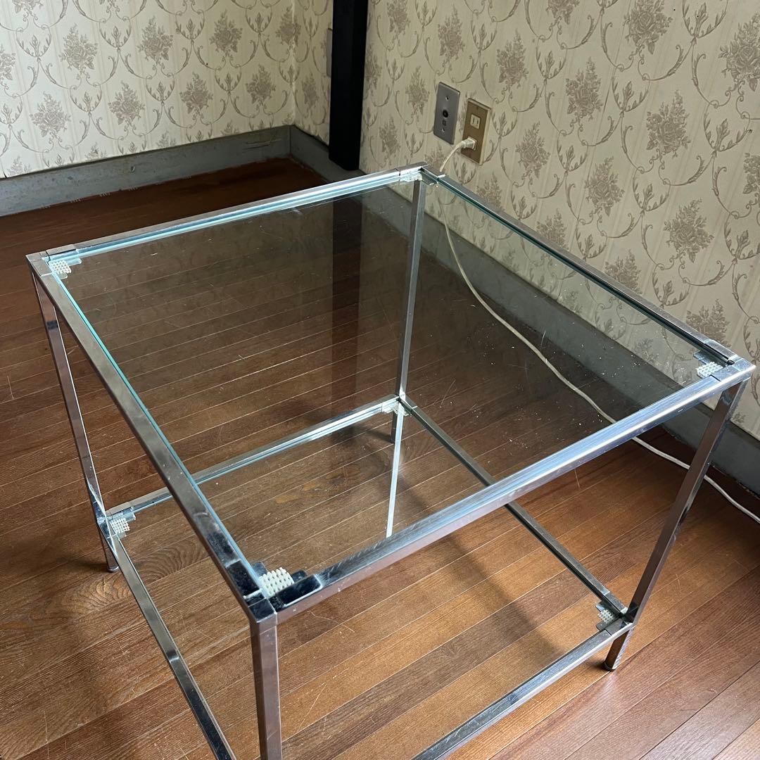 【アンティーク】アイアンフレーム 2段 ガラスラック 飾り棚 シェルフ 什器