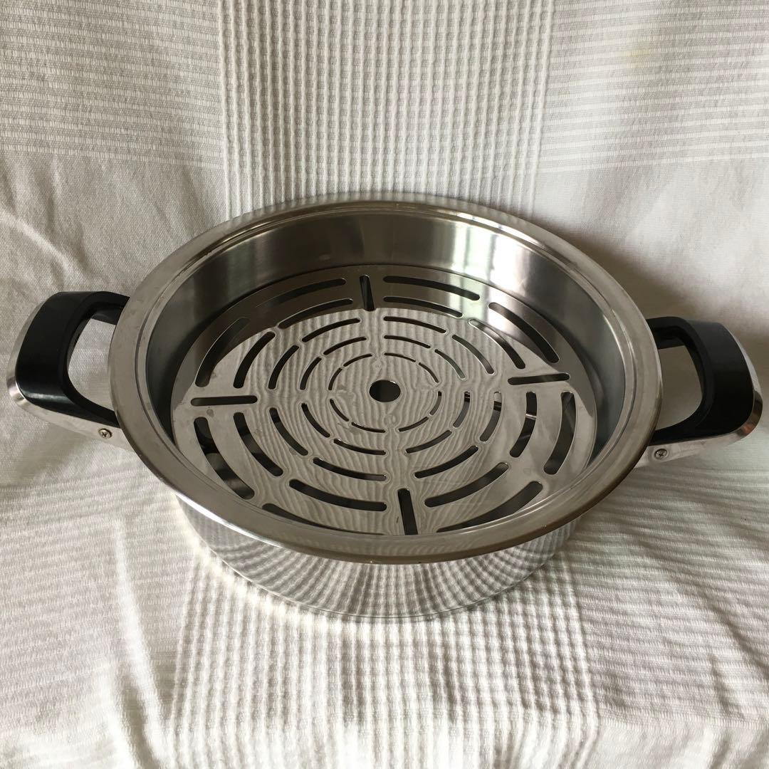 AMC ステンレススチール 両手鍋 24cm 3.3L 温度計付き