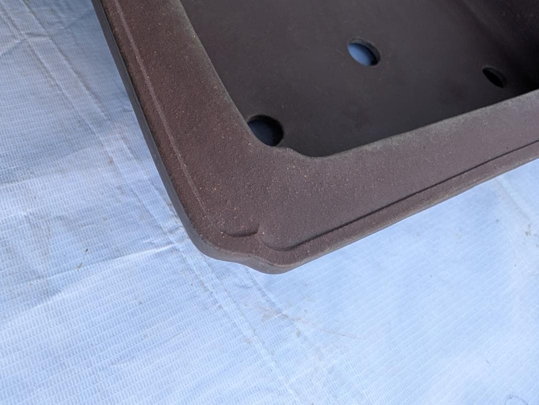 周寶山 盆栽鉢 長方形 外寸56×44.5×高13cm 紫泥鉢