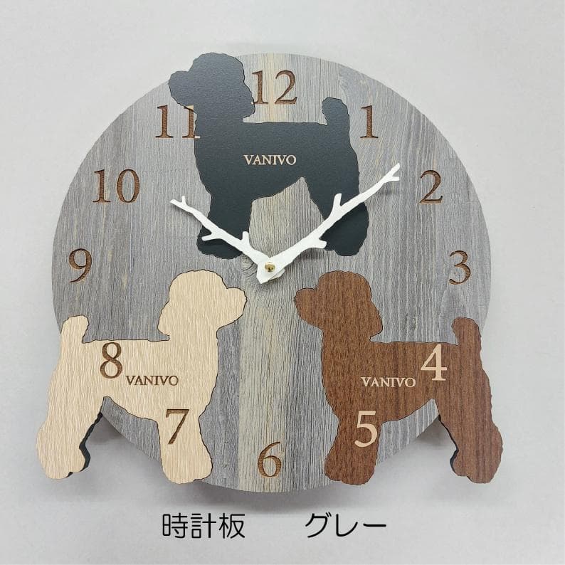 4匹の犬種が選べる特別デザイン｜オーダーメイド木製掛け時計