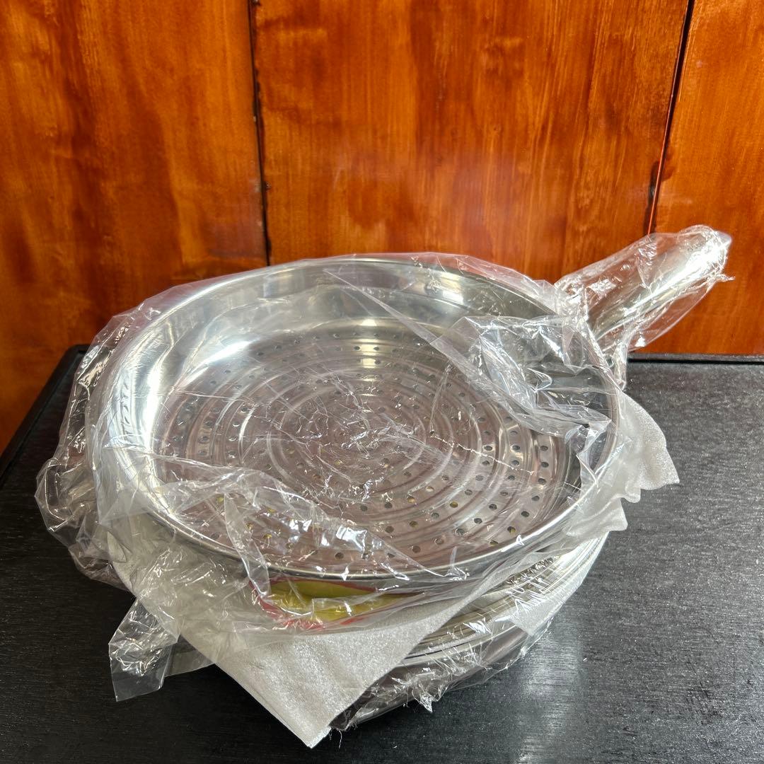 新品 asahiオールライトフライパン26cm スチーマー付 シャンパンピンク