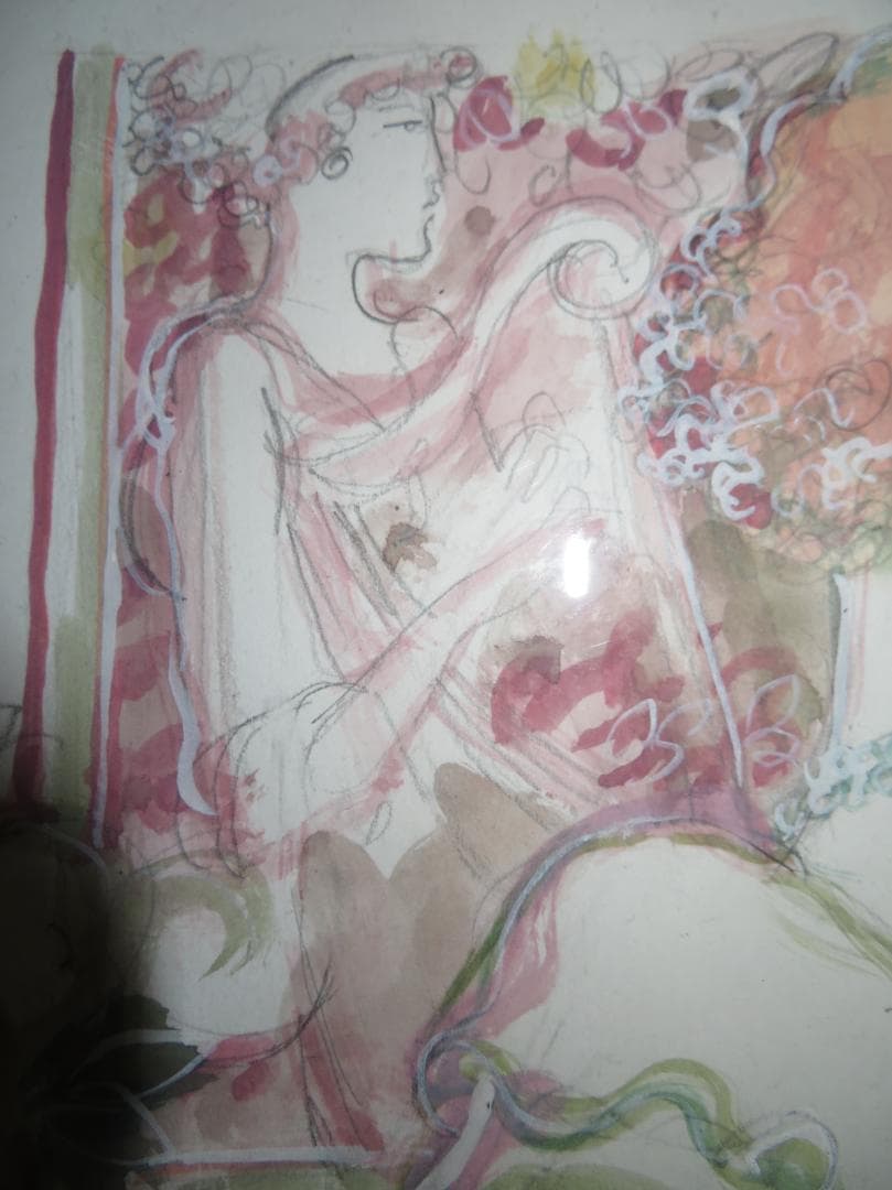 ◆ サージ・マルジス（Serge Marjisse）　水彩　「シャンパン」 ◆