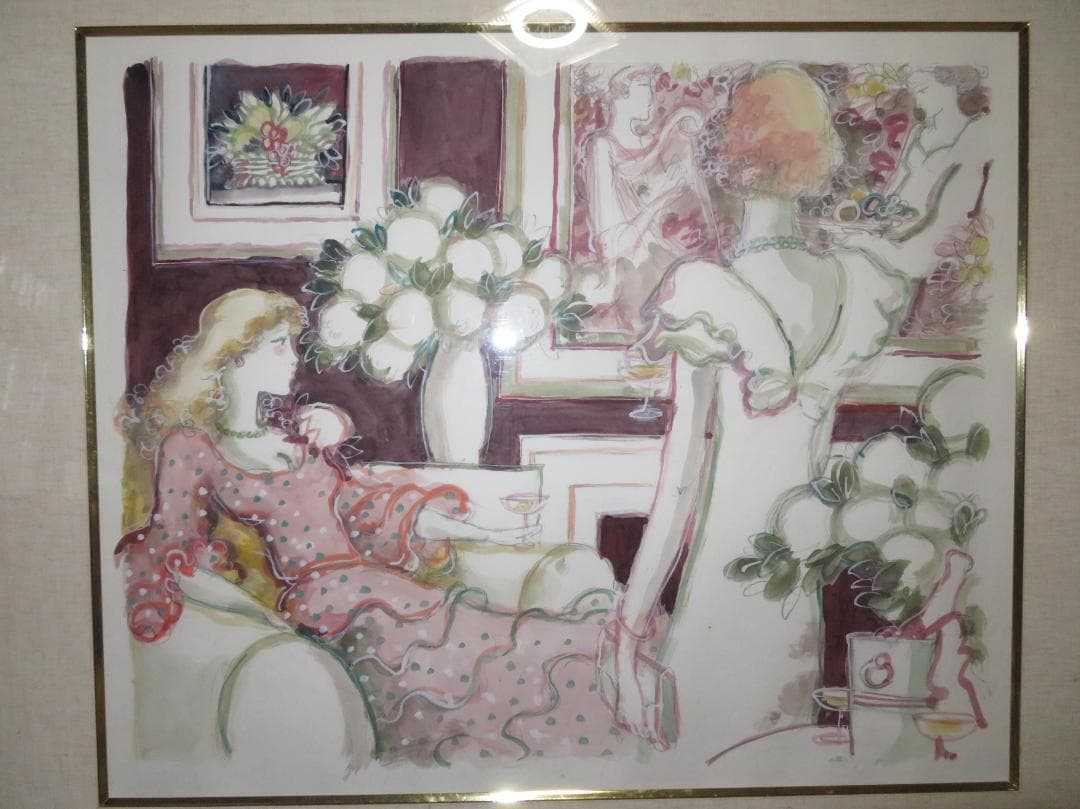 ◆ サージ・マルジス（Serge Marjisse）　水彩　「シャンパン」 ◆