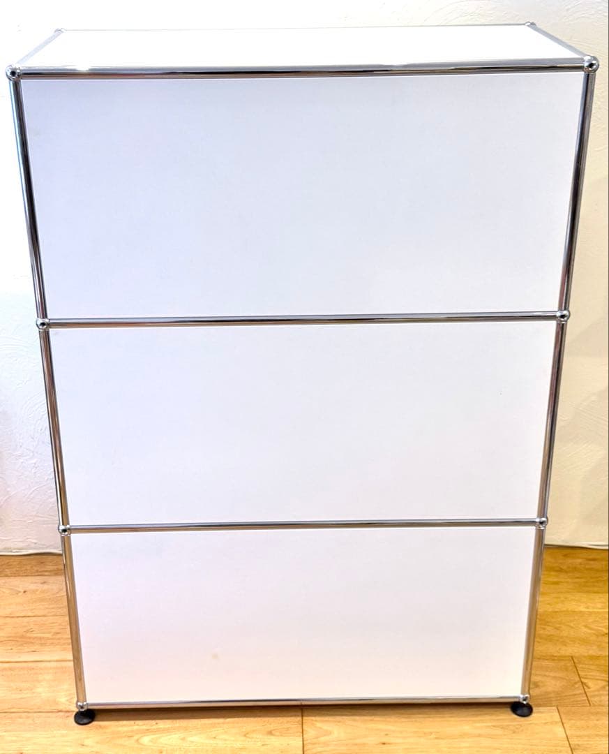 USMハラー3段キャビネット。最下段スライドトレイつきピュアホワイト美品処分特価