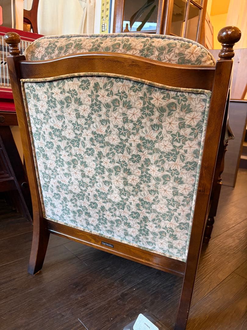 カリモク ソファ 3P 3人掛け 籐 ラタン アームソファ レトロ 花柄