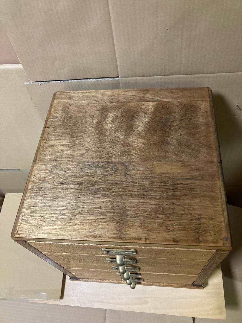 ハンドメイド 古道具風 卓上引出し 5段小引出し ビンテージ風 什器にも