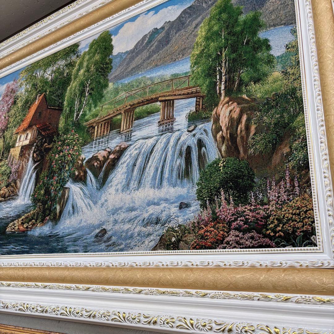 幅137×高さ77 自然の風景 水車小屋 絵画 アウトレット特価品 お買い得