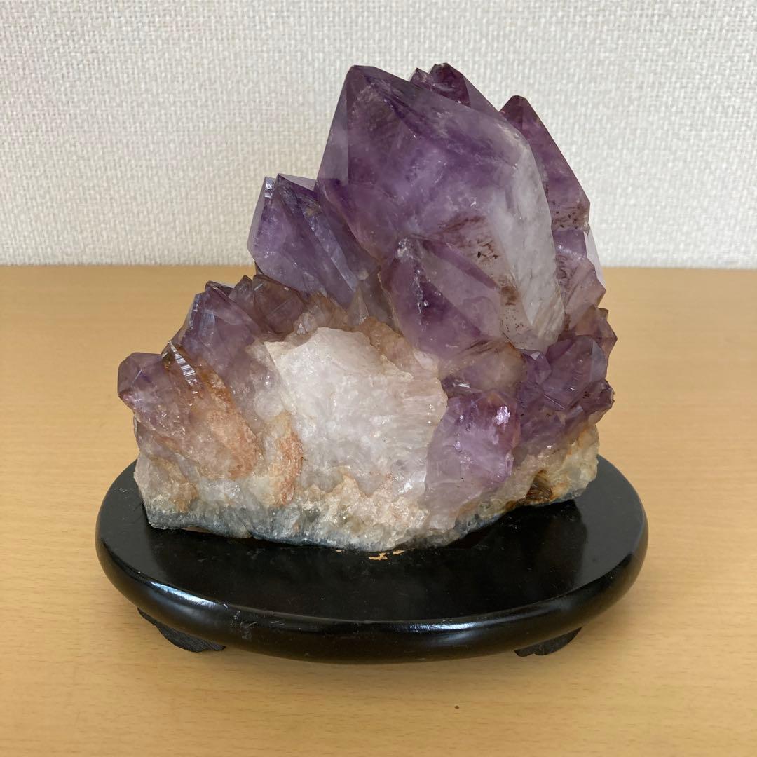 アメジェスト　クラスター　天然石　置物　オブジェ　台座付　重量約2キロg