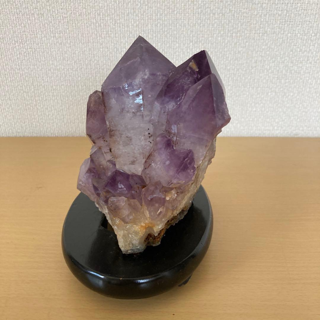 アメジェスト　クラスター　天然石　置物　オブジェ　台座付　重量約2キロg
