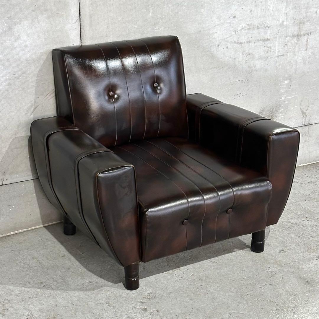 ✦1960年〜1970年✦昭和レトロソファ ヴィンテージ 一人掛け ブラウン合皮
