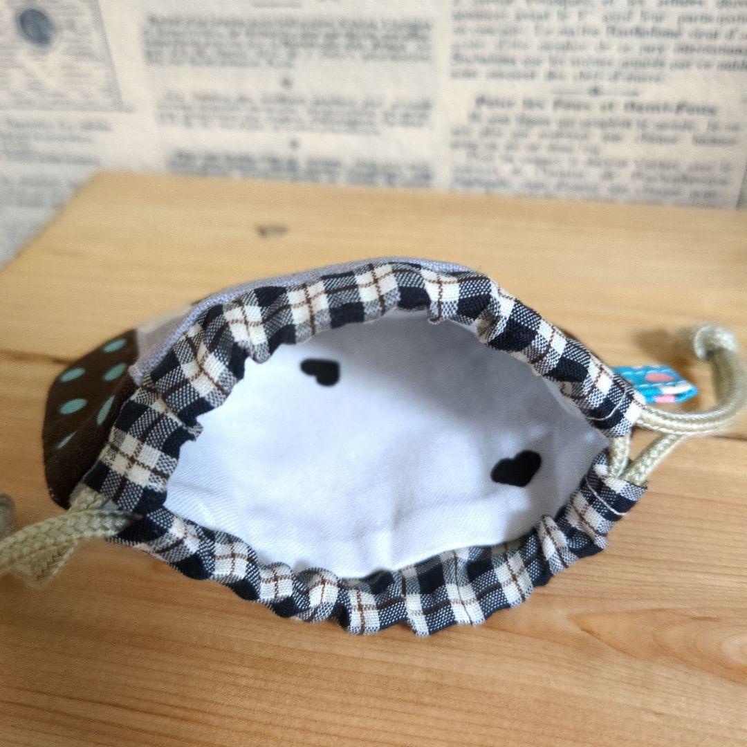 ハンドメイド まるいミニ巾着 (ネコ 水玉 チェック) - メルカリ