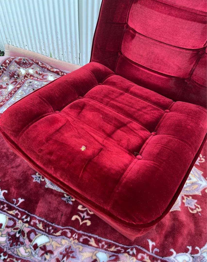 【アンティーク】ベロアソファ 1人掛けソファ 昭和レトロ 当時物 喫茶店 古家具