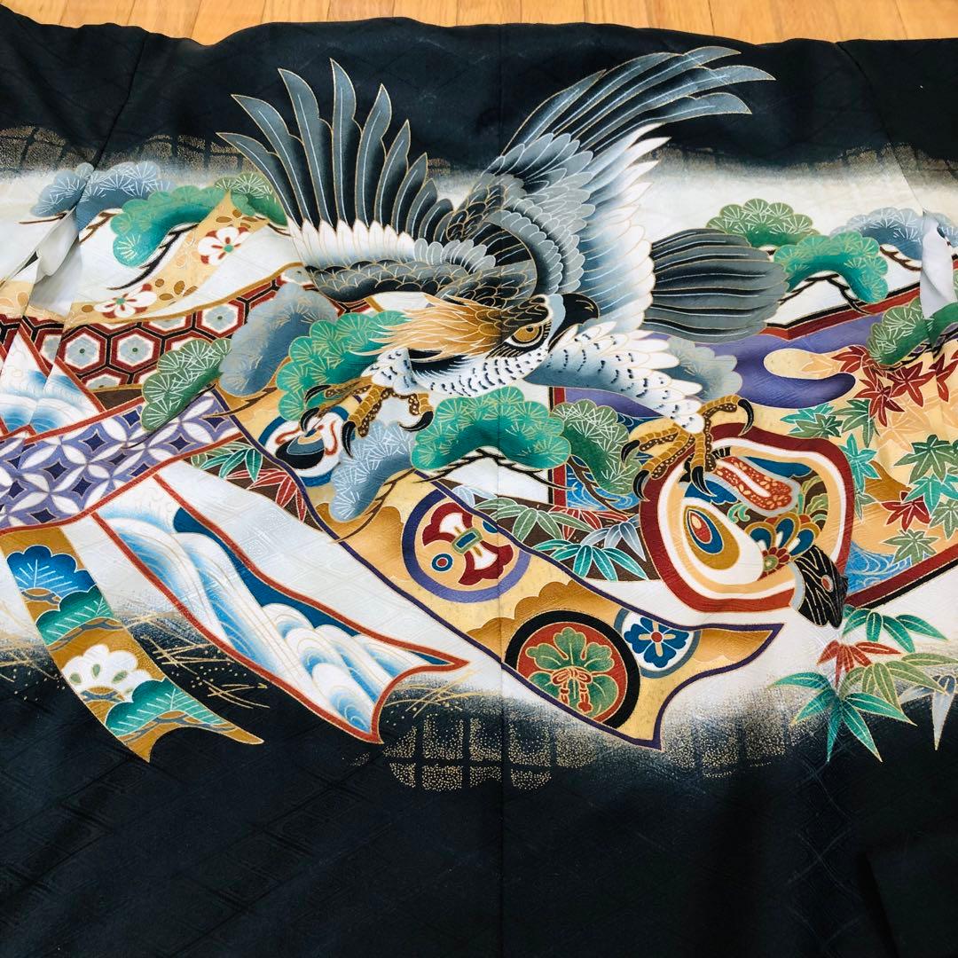 七五三 五歳‼️豪華絢爛新品完全フルセット‼️着物羽織り鷹金彩金箔‼️お家から揃える無