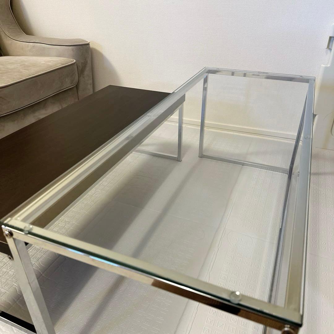 ガラステーブル ローテーブル 角型 2点セット
