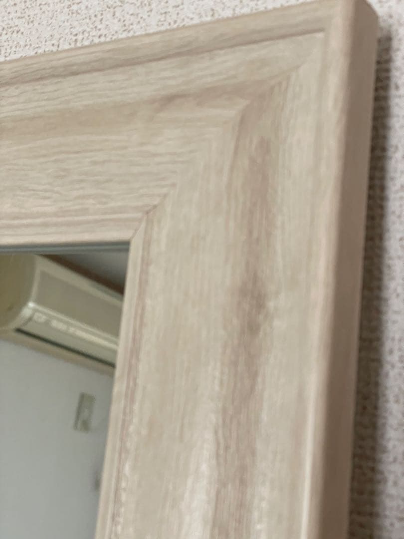 ホワイトスタンド大判ミラー 大きめ 木製風