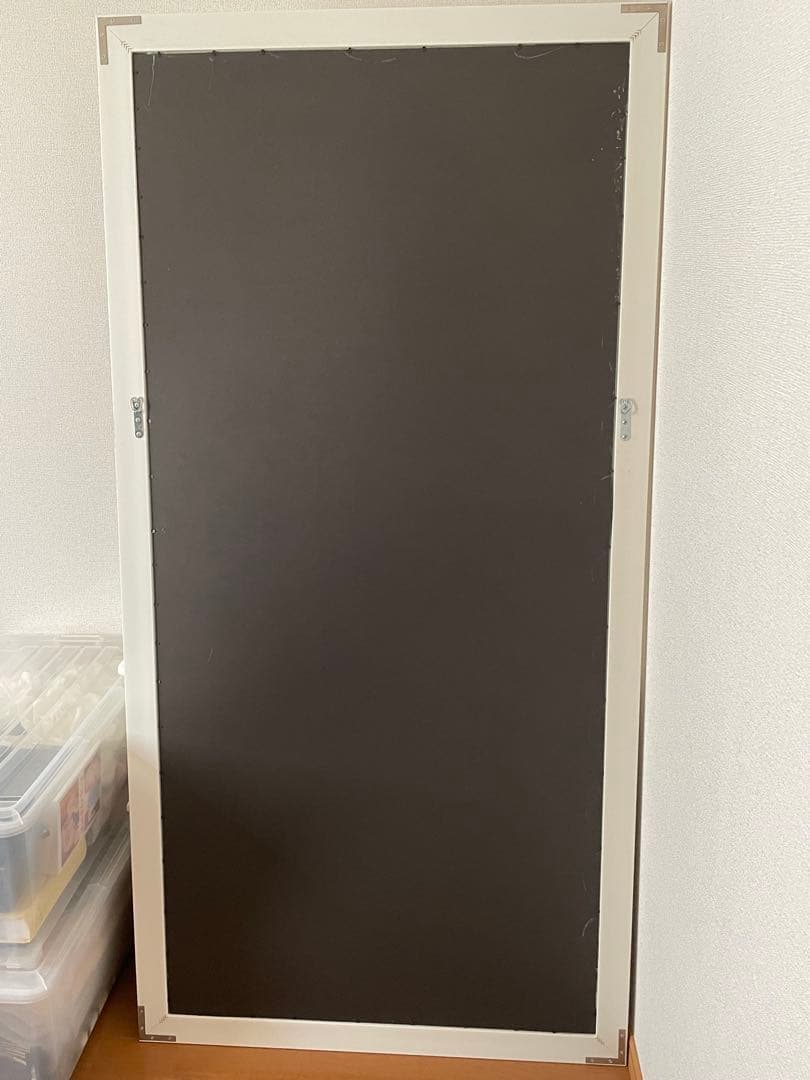 ホワイトスタンド大判ミラー 大きめ 木製風