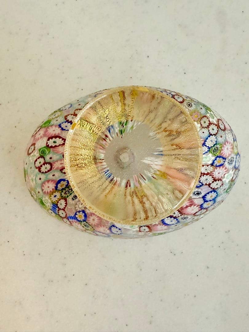 ベネチアンガラス ミルフィオリ 江波冨士子 食器茶碗 高台　貴重　金彩