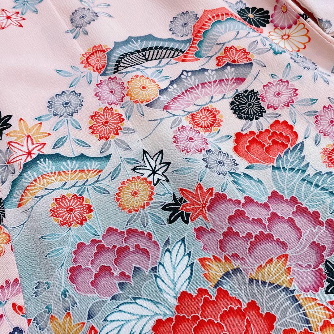 七五三 7歳〜ジュニア 着物 帯 ビーズバッグ 草履 小物セット ちりめん