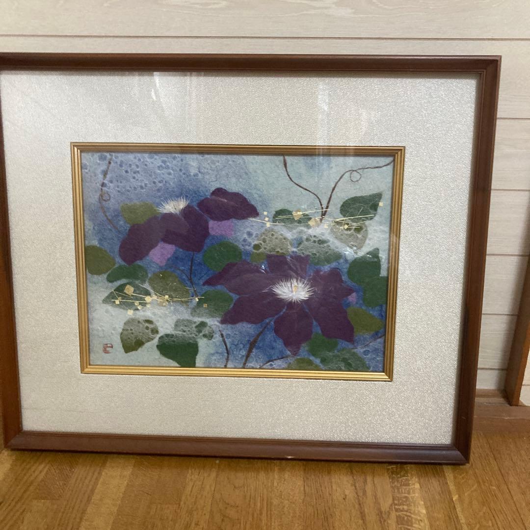 人間国宝 山内一生 和紙ちぎり絵「てっせん」 小原和紙工芸 - メルカリ