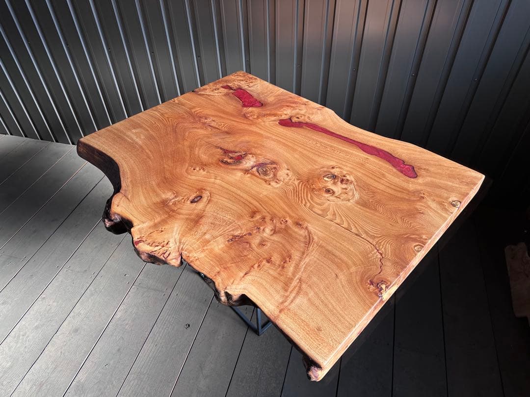 樺　一枚板　テーブル　無垢材　レジン　栃ウォールナットポプラ楠欅モンキー